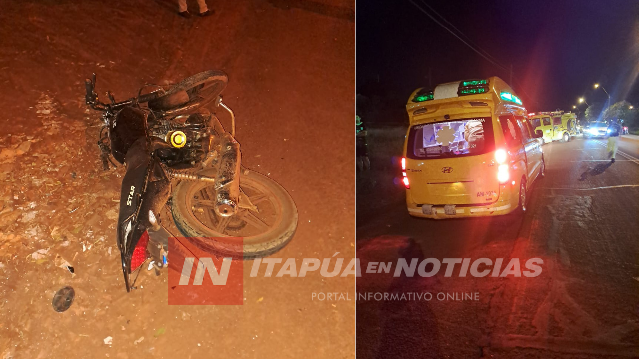 MOTOCICLISTA RESULTÓ HERIDO TRAS SINIESTRO VIAL EN TOMÁS R PEREIRA