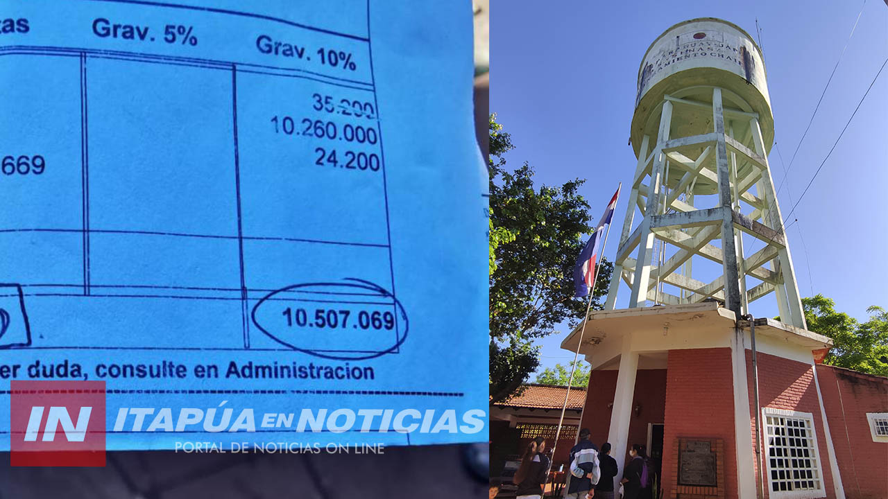 BOLETAS DE AGUA POR 10 MILLONES DE GUARANÍES RECIBEN VECINOS DEL B° CHAIPÉ