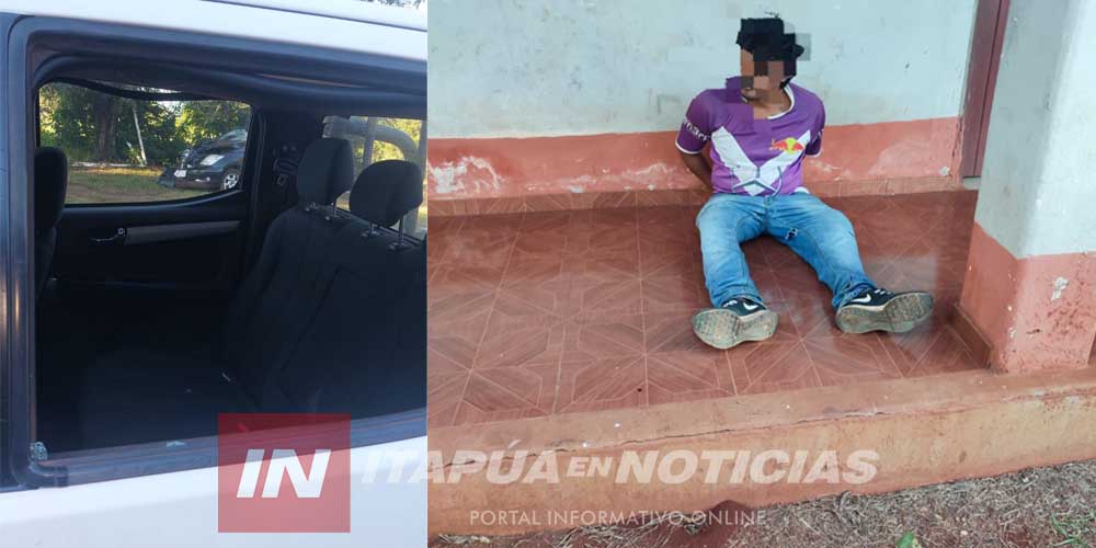 HOMBRE VIOLENTO ROMPIÓ UNA CAMIONETA POLICIAL Y TERMINÓ DETENIDO 