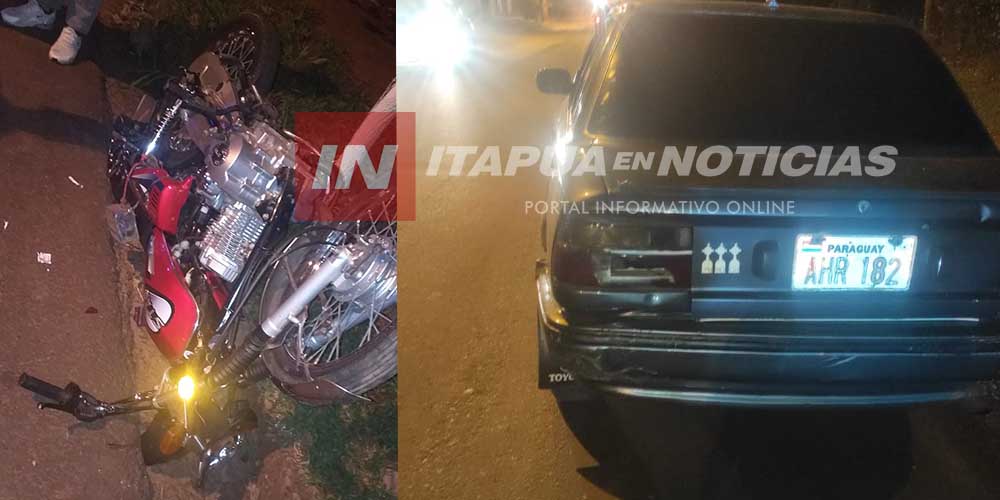 AUTOMÓVIL Y MOTOCICLETA PROTAGONIZARON COLISIÓN EN ENCARNACIÓN