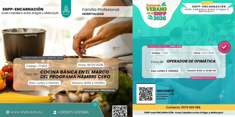 SNPP ENCARNACIÓN HABILITA NUEVOS CURSOS DE VERANO EN GASTRONOMÍA