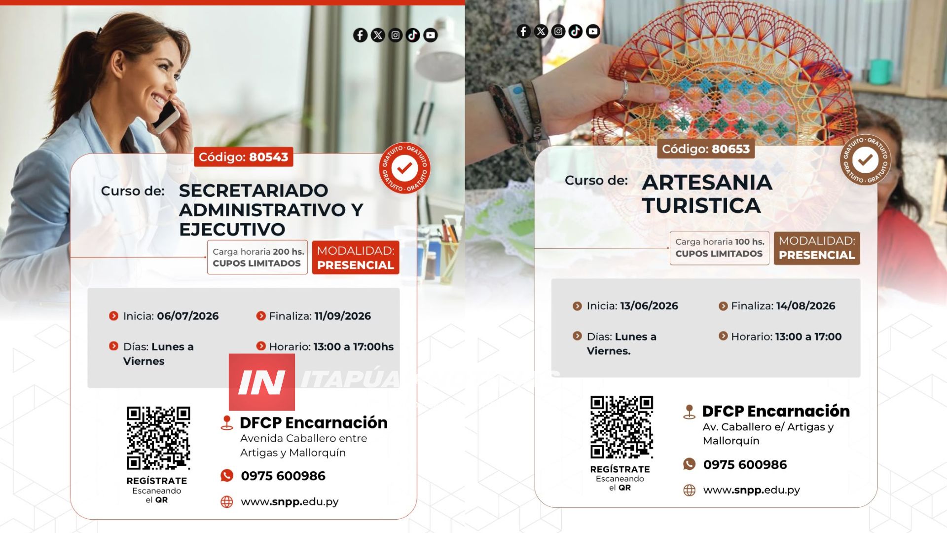 SNPP ENCARNACIÓN LANZA OCHO NUEVOS CURSOS GRATUITOS PARA EL MES DE JULIO SNPP ENCARNACIÓN LANZA OCHO NUEVOS CURSOS GRATUITOS PARA EL MES DE JULIO