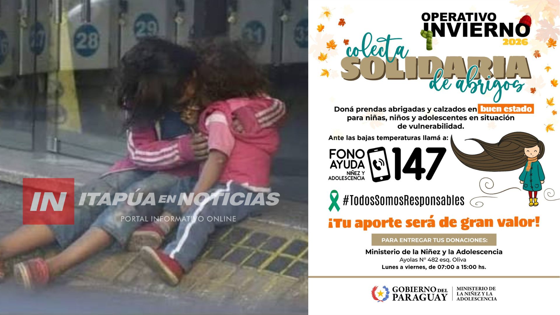 IMPULSAN CAMPAÑA SOLIDARIA DE ABRIGOS PARA ASISTIR A NIÑOS EN SITUACIÓN DE VULNERABILIDAD EN ITAPÚA