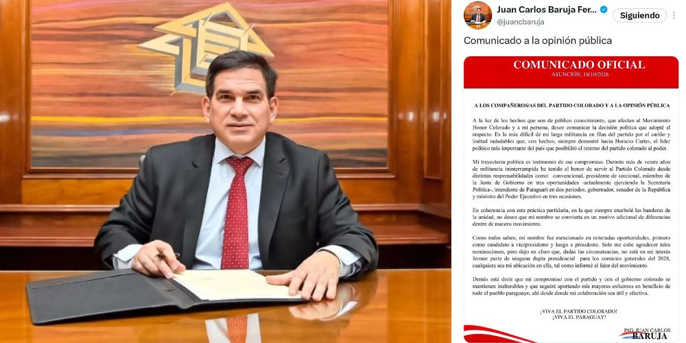 BARUJA RENUNCIA A LA CARRERA PRESIDENCIAL DE 2028